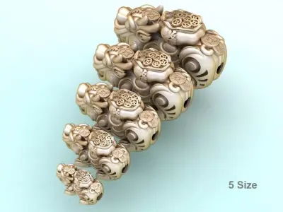 Pixiu money coin Bracelet - Unicorn  bracelet - 5 Size 3D Model Collection