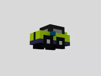 Voxel Small Car Low-poly 3D model