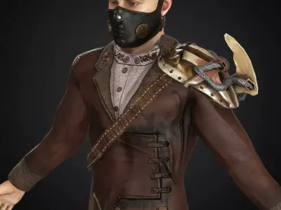  Steampunk rigged character Low-poly 3D model