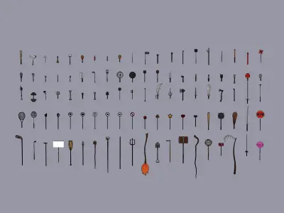 Pack009 Melee Weapons And Tools Pack 1 Low-poly 3D model