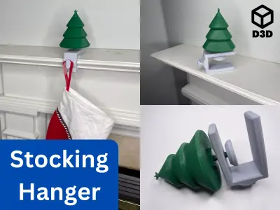 Clamping Christmas Tree Stocking Hanger Free 3D print model