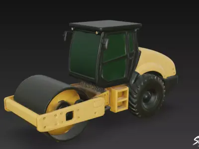 Road Roller Low-poly 3D model