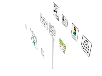 Road Sign US R10 Series Traffic Signal 3D model