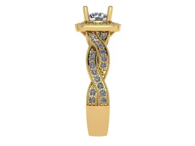 round diamond cushion shape halo criss cross ring  3D print model