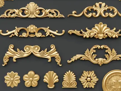 Classic carvings moldings and gypsum cornice 1  3D model