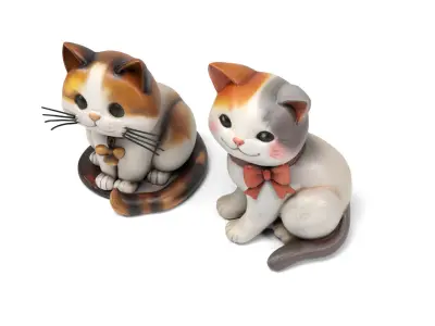 Decorative cat figures Low-poly 3D model