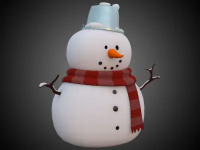 Snowman wearing scarf and hat Low-poly 3D model purchase