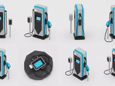 Low Poly Gas Pump 3D Model Low-poly 3D model
