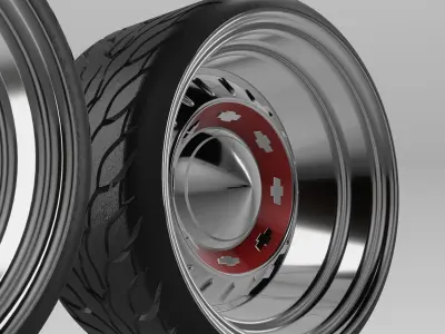 20inch Billet 1955 Chev Hubcap Wheels n Tires  2x Offsets 3D print model