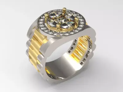 Luxury man Rolex design diamond ring model ror0004 3D print model