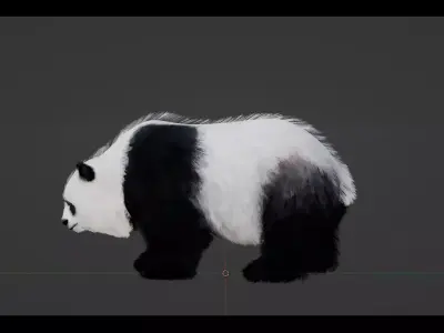 Panda Bear Low-poly 3D model 2