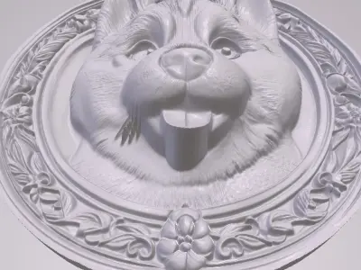 Puppy Husky 3 basrelief for 3D printing 3D print model