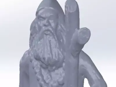 Darwesh 3D statue of wizard holding staff 3D print model