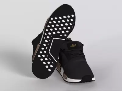 ADIDAS NMD R1 Refined J Black White H02333 Low-poly 3D model