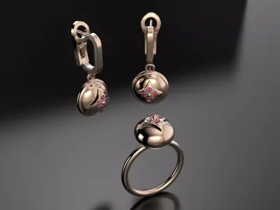 Star Set ring and earrings  3D print model