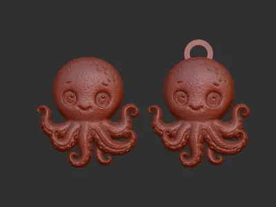octopus cartoon keychain cnc model 3D print model