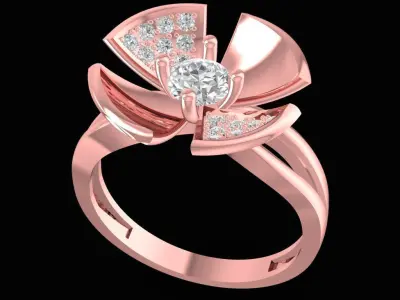 Elegant Bow Diamond Ring for Women 2533 3D print model