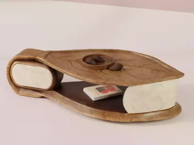 Modern Wooden Coffee Table Set 3D Model Collection