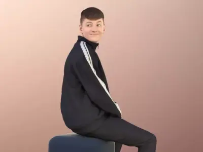 Bobby 11093 - Boy Sitting With Sports Clothing  Low-poly 3D model