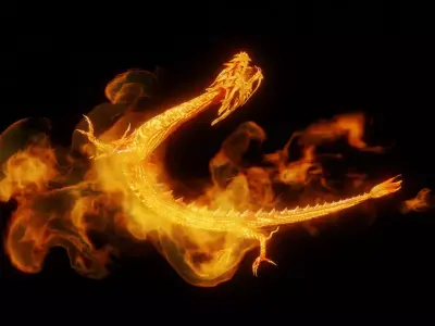 Hong Kong Dragon - Fire Dragon Low-poly 3D model