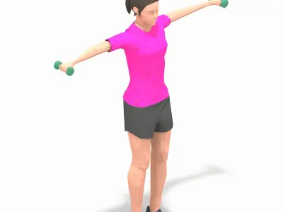 shoulder raise Exercise Woman Animation Low-poly 3D model