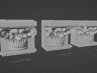 3D Scan of a Decorative Architectural Capital Low-poly 3D model