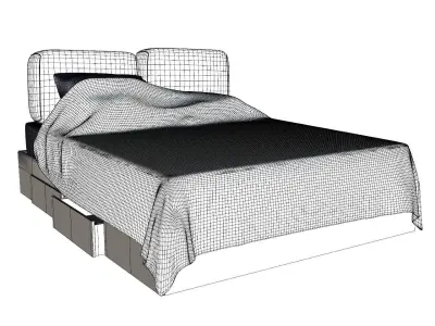 Bed 3d model with cover Low-poly 3D model