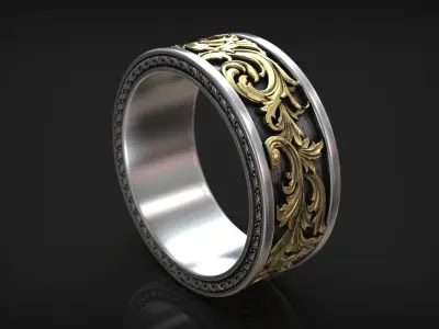 Victorian Ornament Vintage Pattern Wedding Band 3D print model