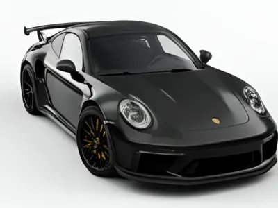 Sleek Black Porsche 911 GT3 Low-poly 3D model