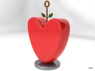 Hearts heart in shape of apple Free 3D model