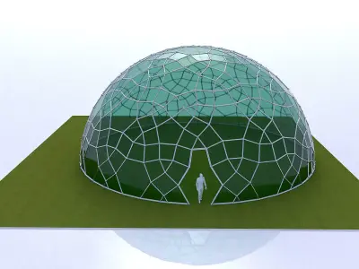 Geodesic Dome like structure with glass panels 3D model