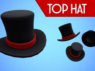 TOP HAT CARTOON STYLIZED Low-poly 3D model
