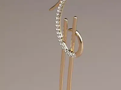 gold earrings model with diamond 3D print model