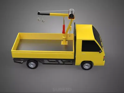 SMALL MINI COMPACT PICKUP TRUCK WINCH HOIST HYDRAULIC CRANE JIB 3D model