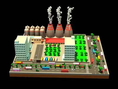 Factory T1 Low-poly 3D model