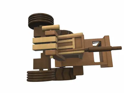 Wooden tractor toy 4 Free 3D model