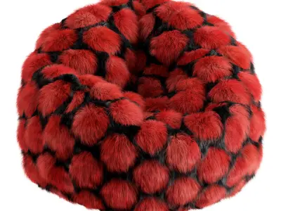 Round Bean Bag Fur 3D model