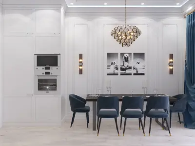 Neoclassical Kitchen Interior 3D model