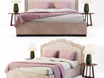 Costa Bella Laura Mid-Century Upholstered Bed  3D model