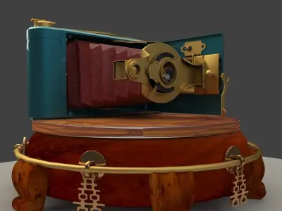 Chines display stand with old camera 3D model