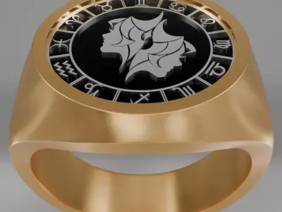 Twins zodiak symbol ring 3D model for 3D printing 3D print model