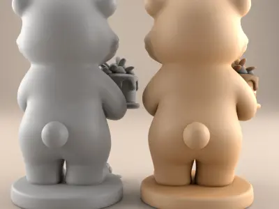 Cute Bear with Cake 3D STL File for Fun Decor 3D print model