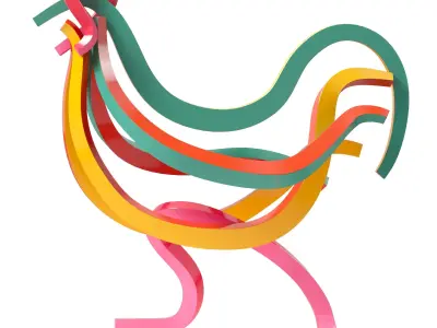 Rooster colorful sculpture 3D model