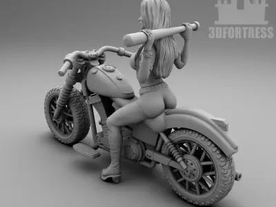 Biker girl 3D print model