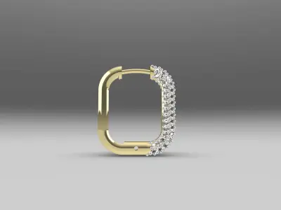 Earrings square diamond hoop earring 3D print model