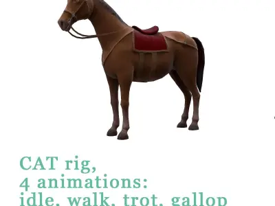 Animated horses Low-poly 3D model