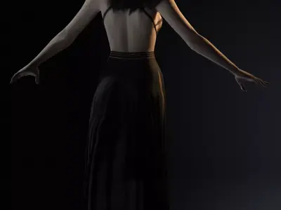 Elegant Vampire Lady  Realistic Gothic Female Character Low-poly 3D model