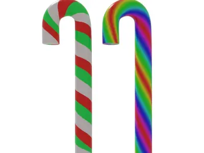 Candy Cane Low-poly 3D model