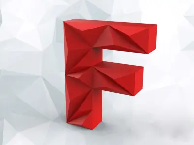 Lowpoly letter F 3D print model