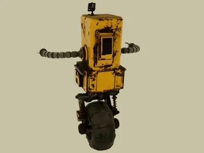 Wheely samurai robot in fallout Free low-poly 3D model